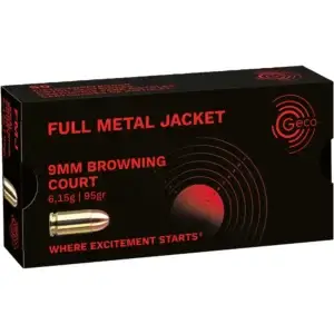 Geco 9 mm Browning court blindée à tête ronde 95grs.