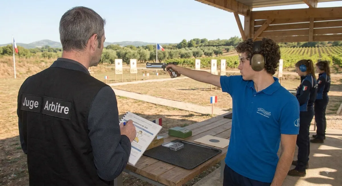 Tireur sportif en position de tir de précision lors d'une compétition
